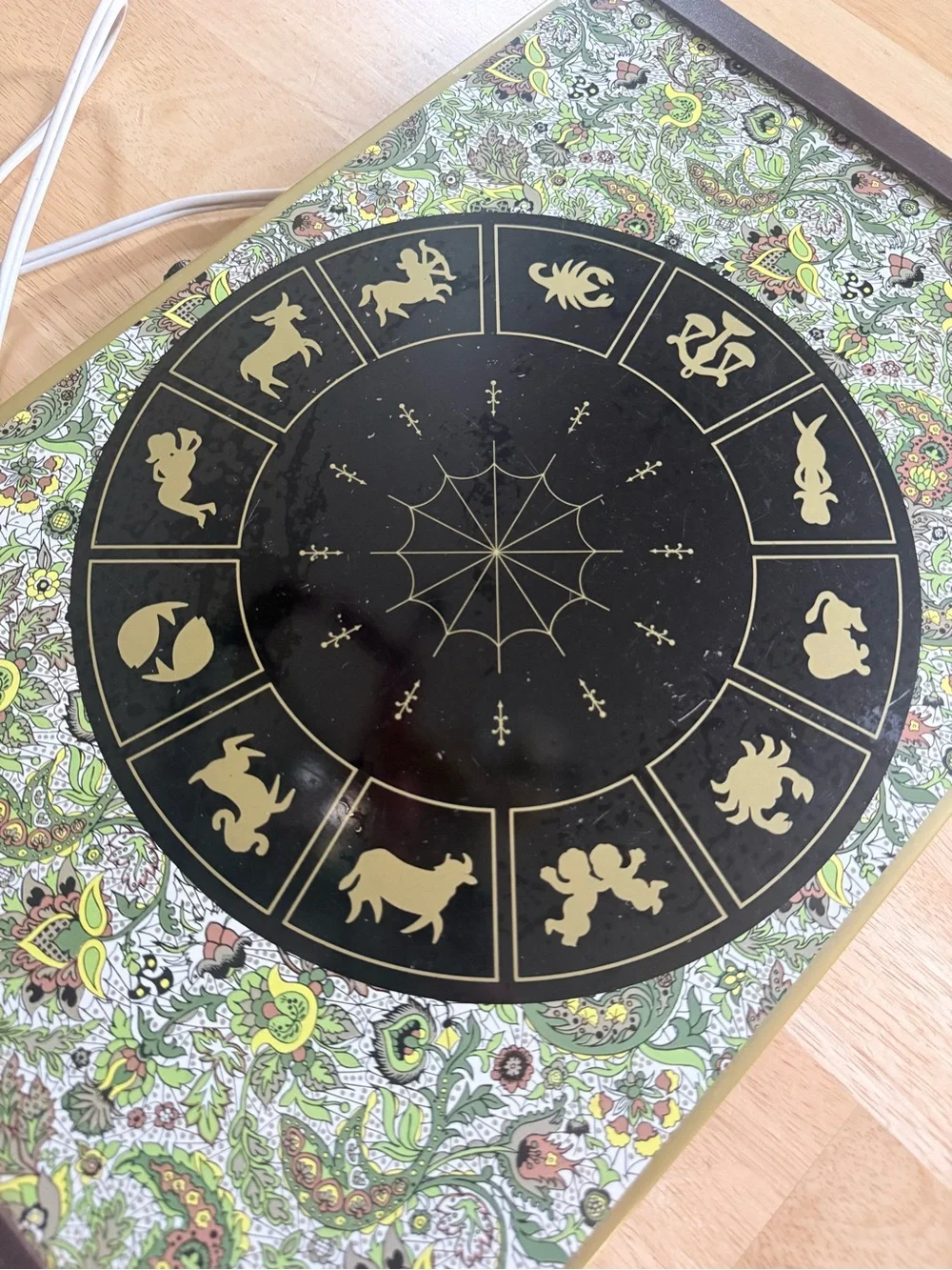 Vintage Fanci Serv Zodiac Astrology Paisley Floral Electric Warming Tray Retro